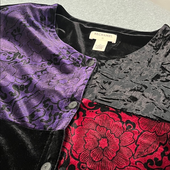 Bechamel Black Velvet Button Top Light Jacket 1X Patchwork Whimsigoth Moody - Picture 6 of 9